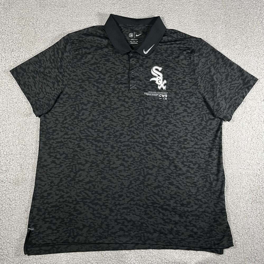 Chicago White Sox Shirt Mens 2XL Nike Camo Black Dri Fit Baseball Polo